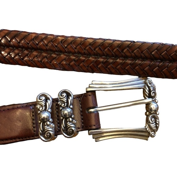 Brighton Brown Braided Leather Belt with Gold Buckle - Picture 2 of 11